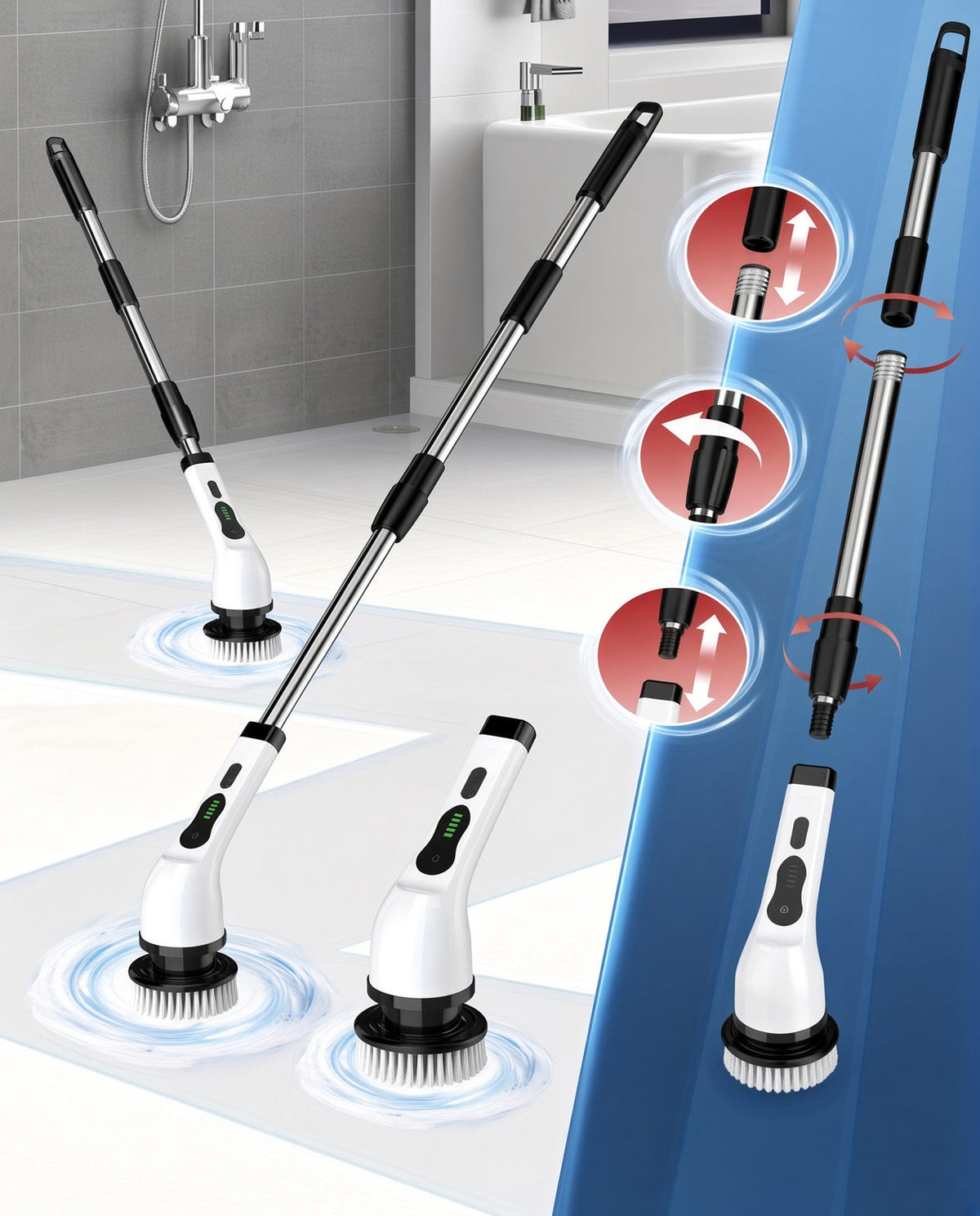 Nova Scrub Pro at handheld, medium and full pole length